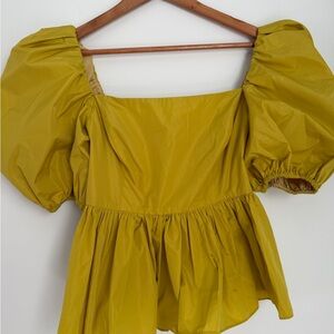 Cinq à Sept Mustard Puff Sleeve Blouse